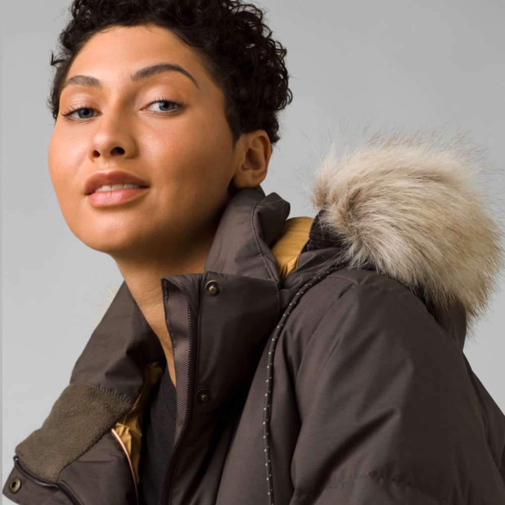 Prana kromata bomber jacket in black olive Women’s Sz M down hooded coat NWT - Picture 2 of 8